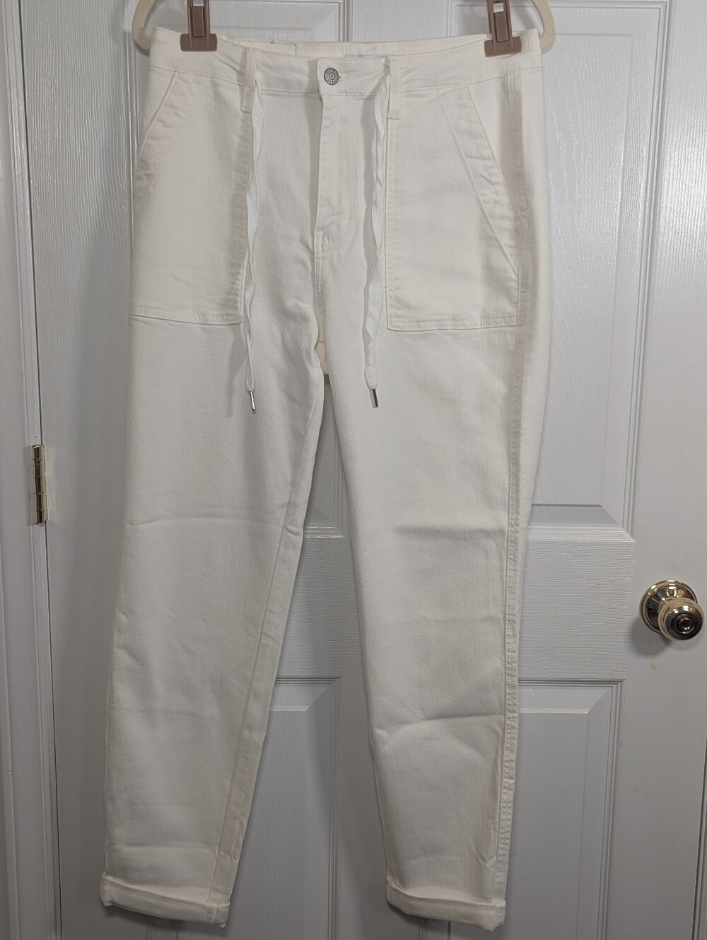 Judy Blue High Rise Jeans 9/29 Ecru White Drawstring Utility Pants